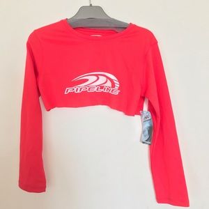 Pipeline red cropped longsleeve shirt